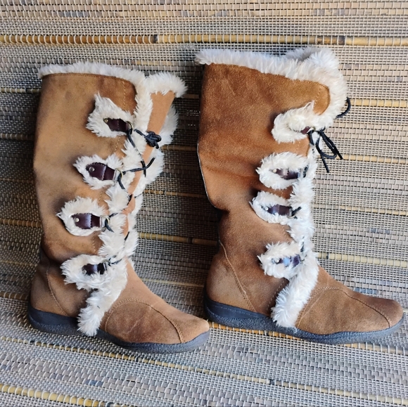 Ruff Hewn Women's Lace Up Fur Trim Boots - Picture 3 of 14